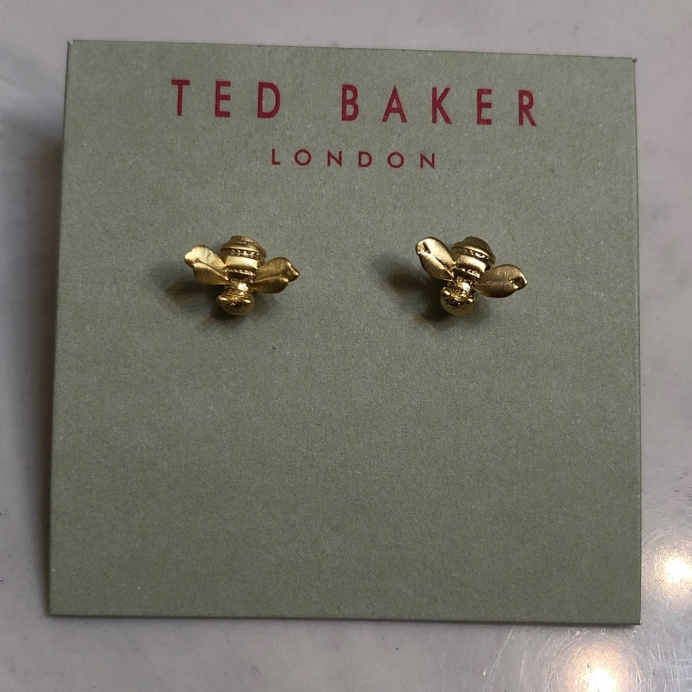 Ted Baker London Dainty Gold Tone Bumblebee Stud Earrings NWT